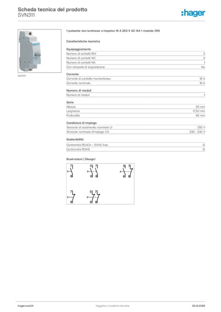 Immagine Hager Scheda tecnica del prodotto SVN311 | Hager Italia
