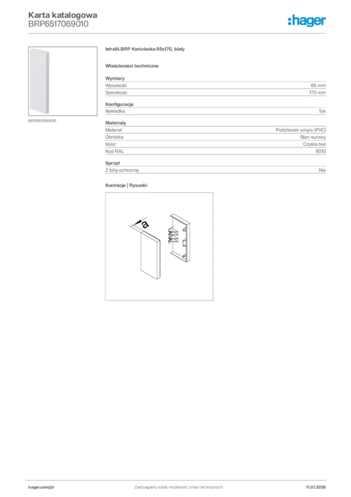 Zdjęcie Hager Karta katalogowa BRP6517069010 | Hager Polska