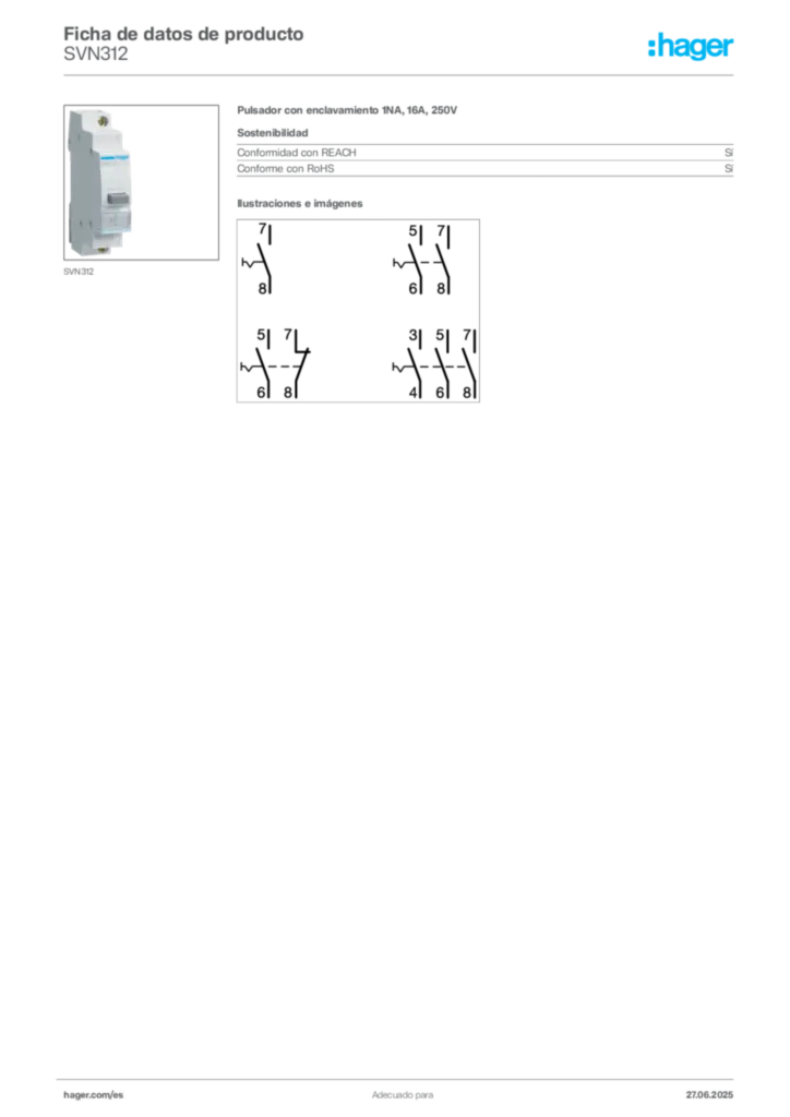 Imagen Hager Ficha de datos de producto SVN312 | Hager España
