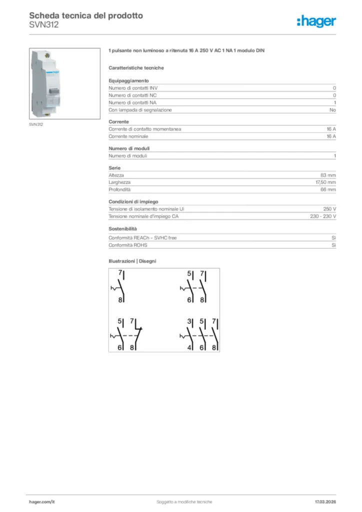 Immagine Hager Scheda tecnica del prodotto SVN312 | Hager Italia