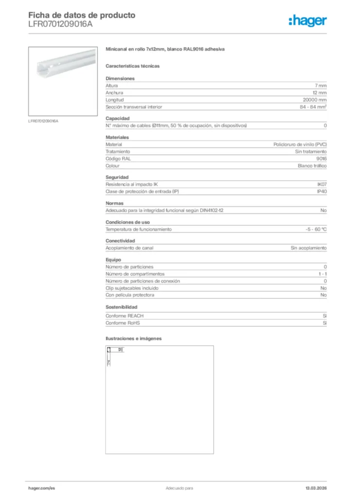 Imagen Hager Ficha de datos de producto LFR0701209016A | Hager España