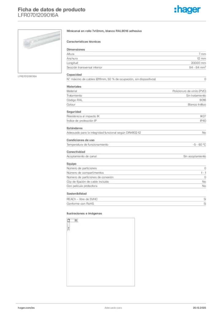 Imagen Hager Ficha de datos de producto LFR0701209016A | Hager España