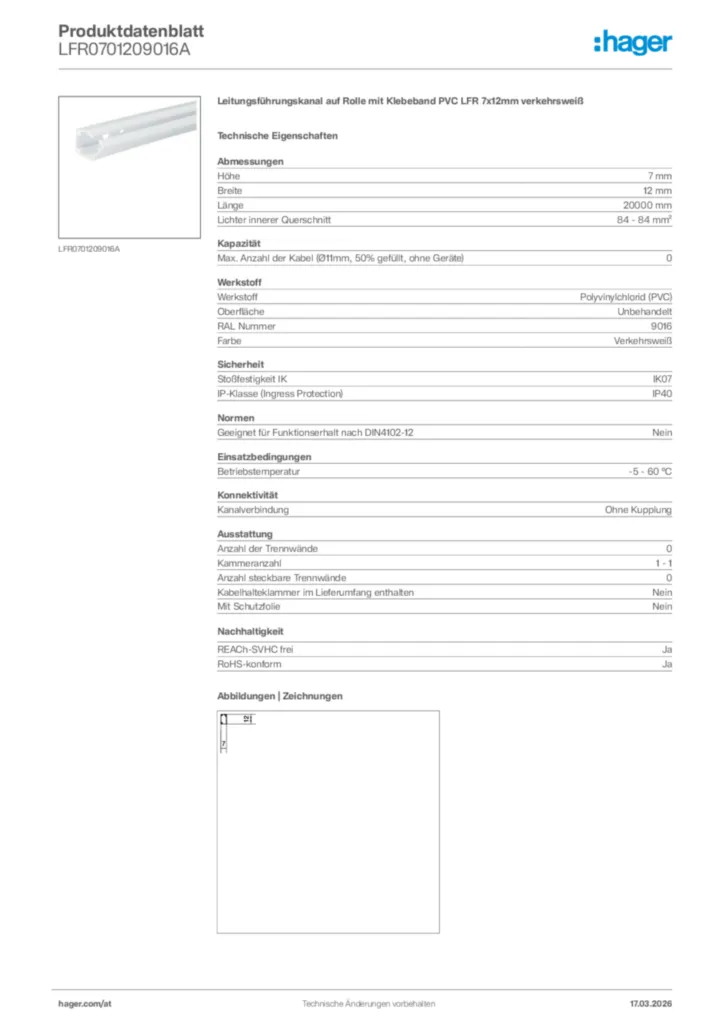 Bild Hager Produktdatenblatt LFR0701209016A | Hager Deutschland