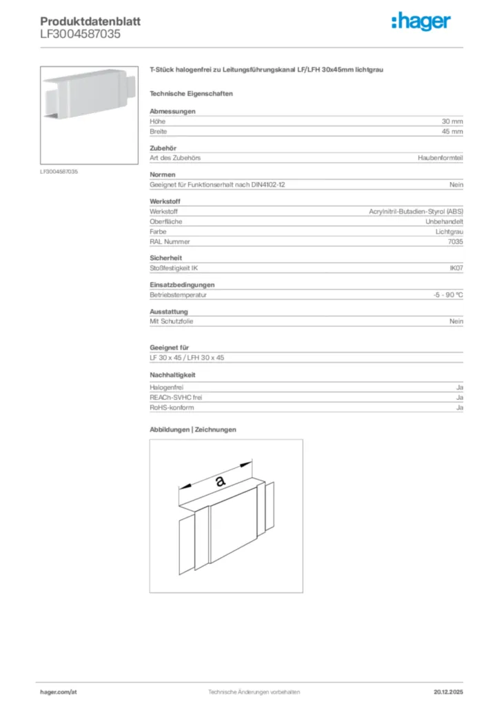 Bild Hager Produktdatenblatt LF3004587035 | Hager Deutschland