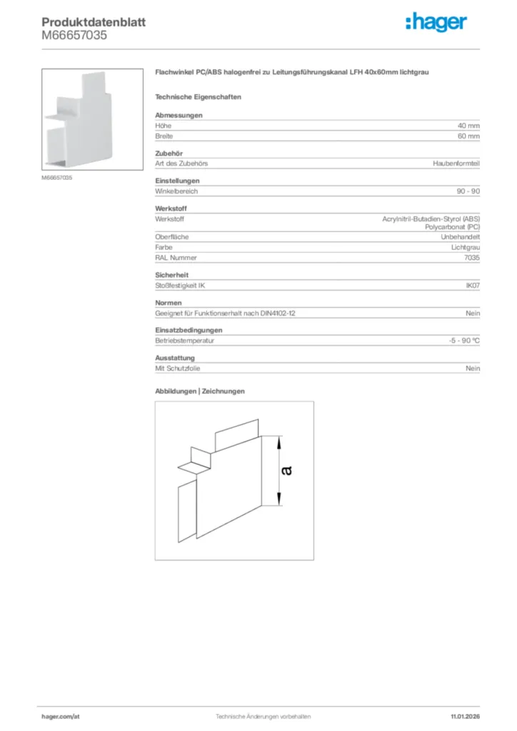Bild Hager Produktdatenblatt M66657035 | Hager Deutschland