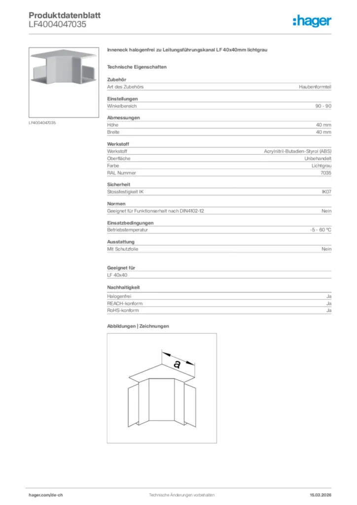 Bild Hager Produktdatenblatt LF4004047035 | Hager Schweiz