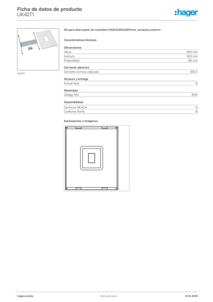 Imagen Hager Ficha de datos de producto UK42T1 | Hager España