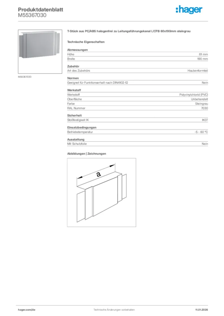 Bild Hager Produktdatenblatt M55367030 | Hager Deutschland