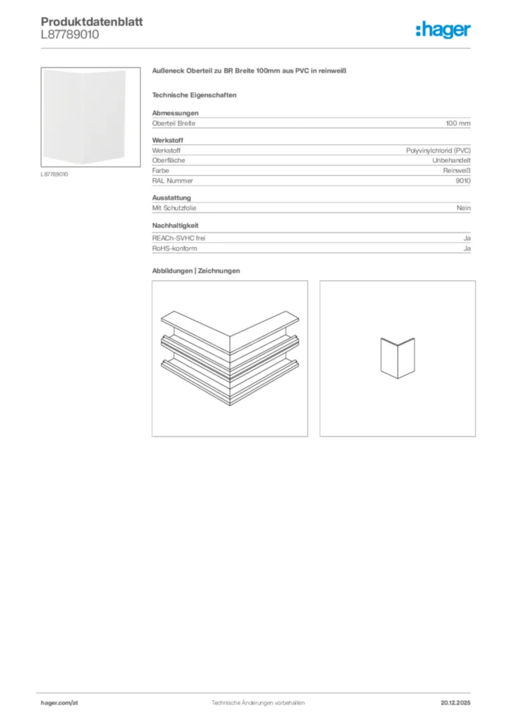 Bild Hager Produktdatenblatt L87789010 | Hager Deutschland