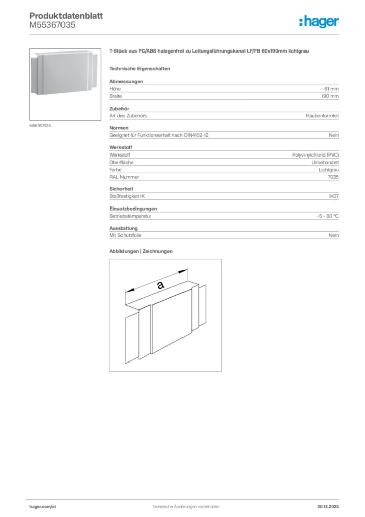 Bild Hager Produktdatenblatt M55367035 | Hager Deutschland