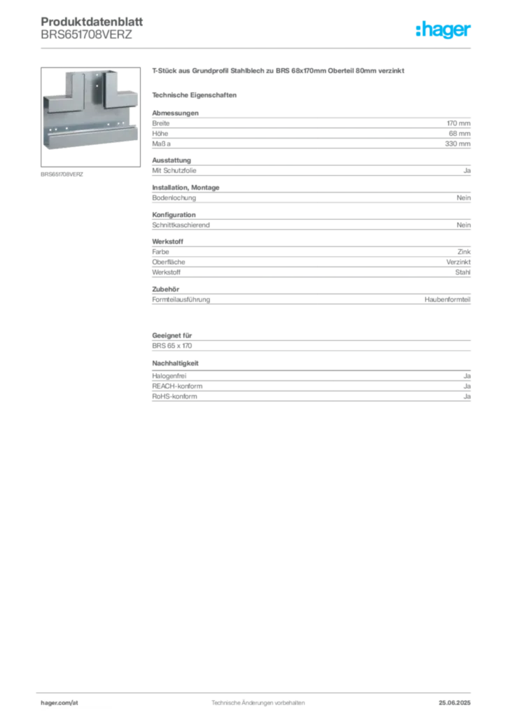 Bild Hager Produktdatenblatt BRS651708VERZ | Hager Deutschland