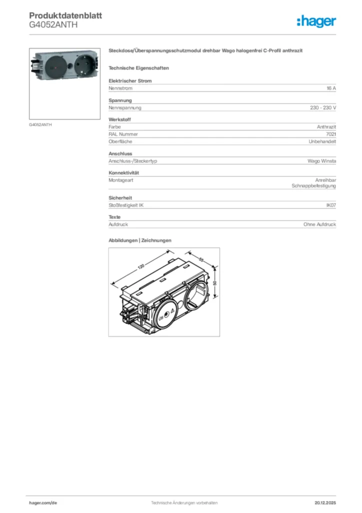 Bild Hager Produktdatenblatt G4052ANTH | Hager Deutschland