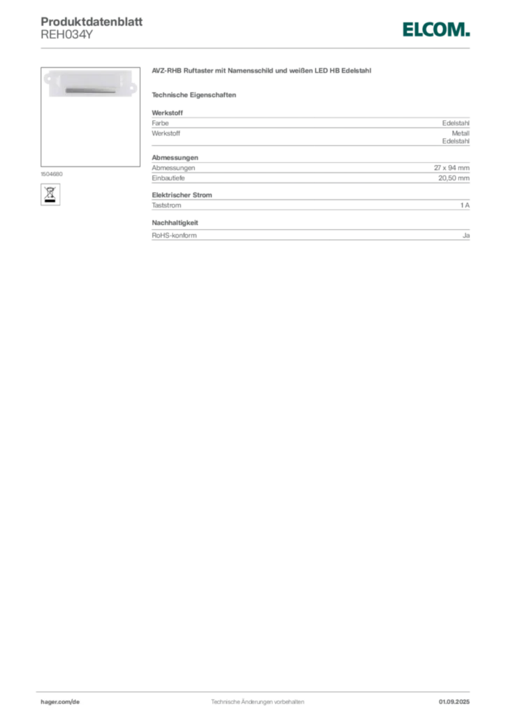 Elcom Produktdatenblatt REH034Y