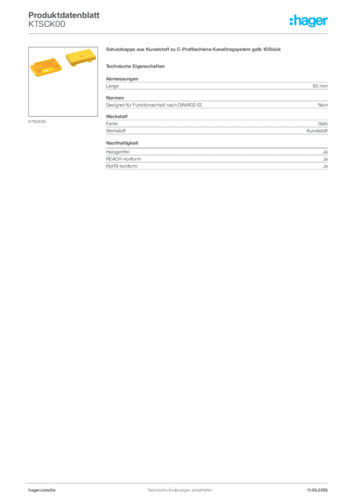 Hager Produktdatenblatt KTSCK00