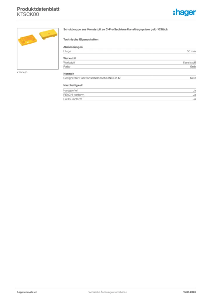 Bild Hager Produktdatenblatt KTSCK00 | Hager Schweiz