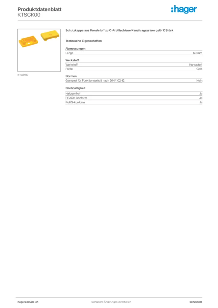 Bild Hager Produktdatenblatt KTSCK00 | Hager Schweiz