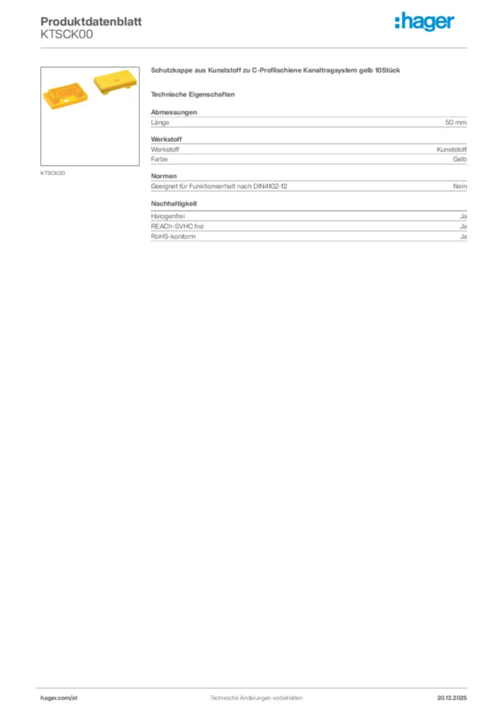 Bild Hager Produktdatenblatt KTSCK00 | Hager Deutschland