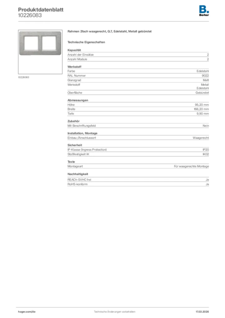 Bild Berker Produktdatenblatt 10226083 | Hager Deutschland
