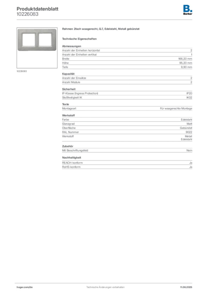 Berker Produktdatenblatt 10226083