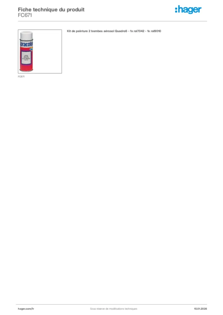 Image Hager Fiche technique du produit FC671 | Hager France