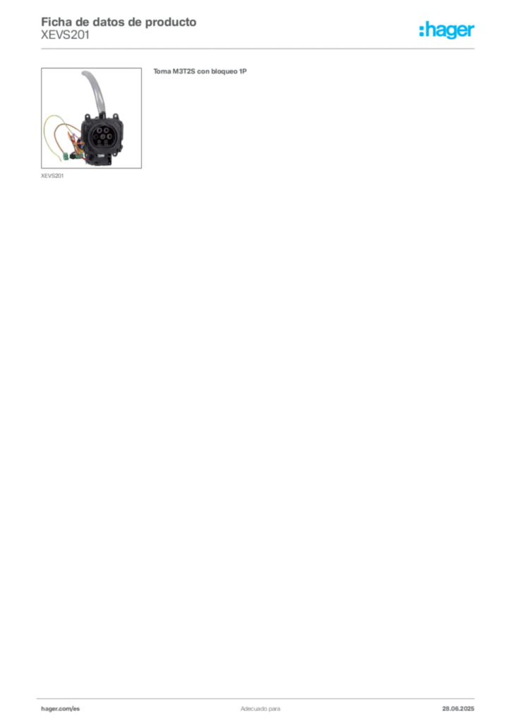 Imagen Hager Ficha de datos de producto XEVS201 | Hager España