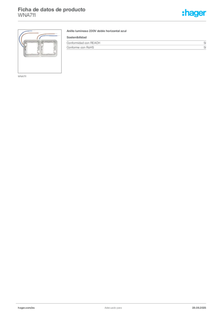Imagen Hager Ficha de datos de producto WNA711 | Hager España