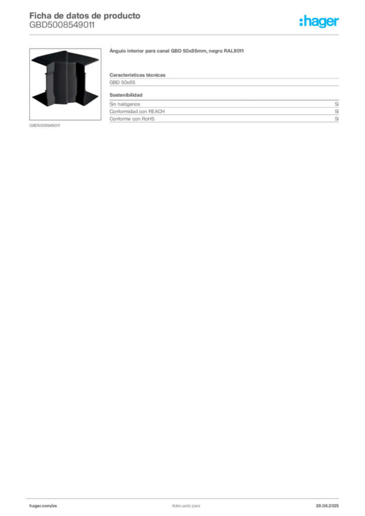 Imagen Hager Ficha de datos de producto GBD5008549011 | Hager España