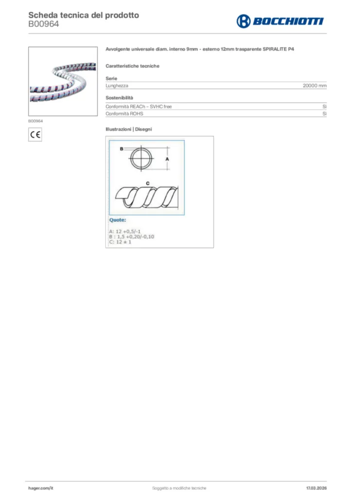 Immagine Bocchiotti Scheda tecnica del prodotto B00964 | Hager Italia