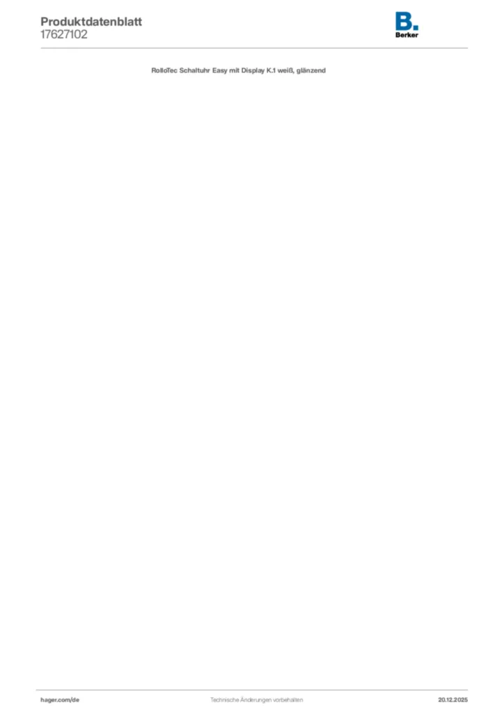 Bild Berker Produktdatenblatt 17627102 | Hager Deutschland
