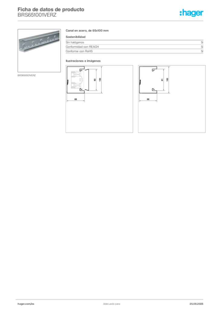 Imagen Hager Ficha de datos de producto BRS651001VERZ | Hager España