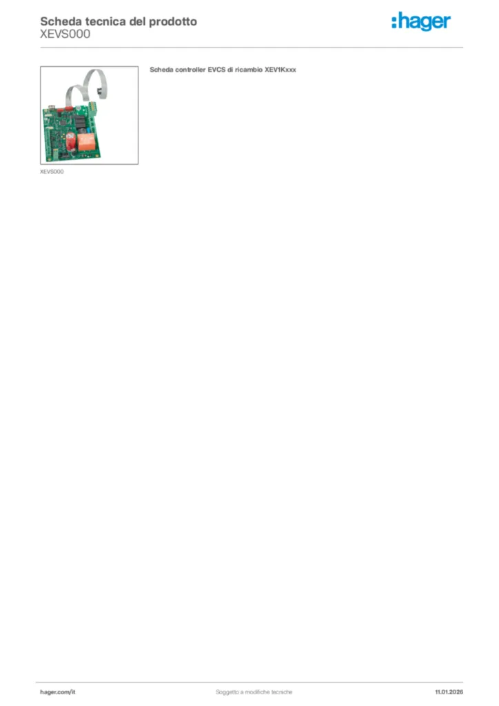Immagine Hager Scheda tecnica del prodotto XEVS000 | Hager Italia