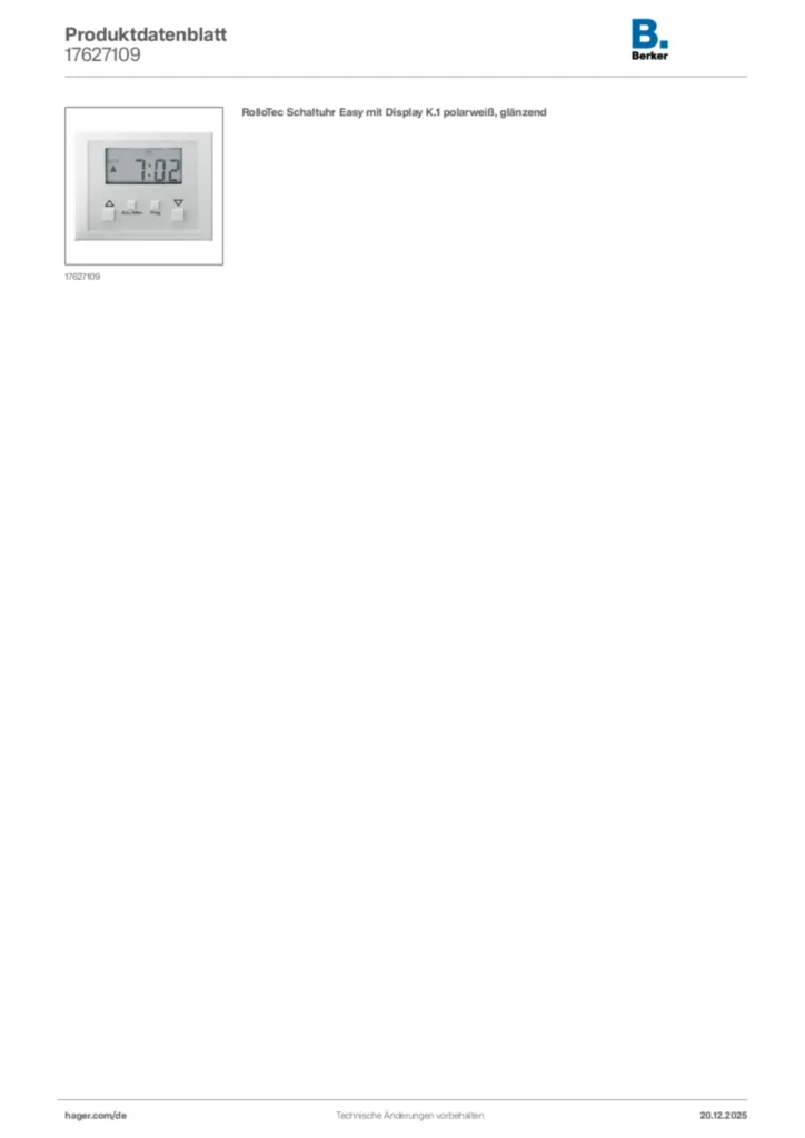 Bild Berker Produktdatenblatt 17627109 | Hager Deutschland