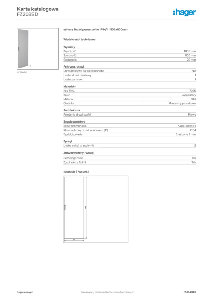 Zdjęcie Hager Karta katalogowa FZ208SD | Hager Polska