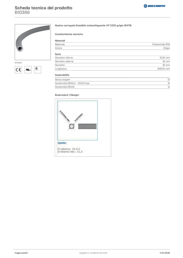 Immagine Bocchiotti Scheda tecnica del prodotto B10388 | Hager Italia