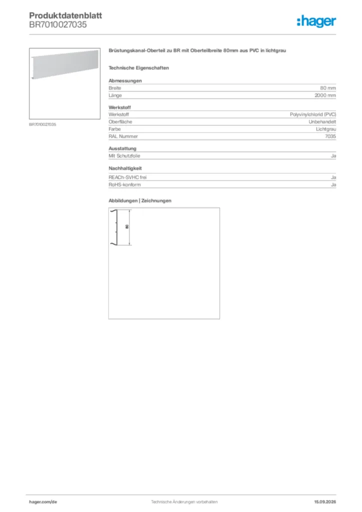 Bild Hager Produktdatenblatt BR7010027035 | Hager Deutschland
