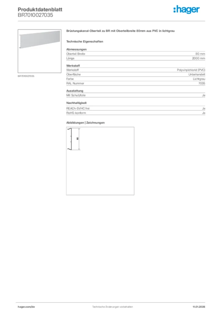 Bild Hager Produktdatenblatt BR7010027035 | Hager Deutschland