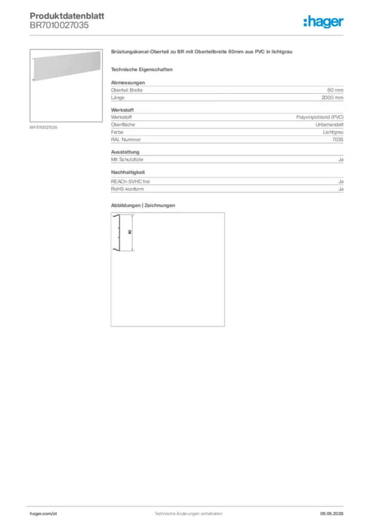 Bild Hager Produktdatenblatt BR7010027035 | Hager Deutschland