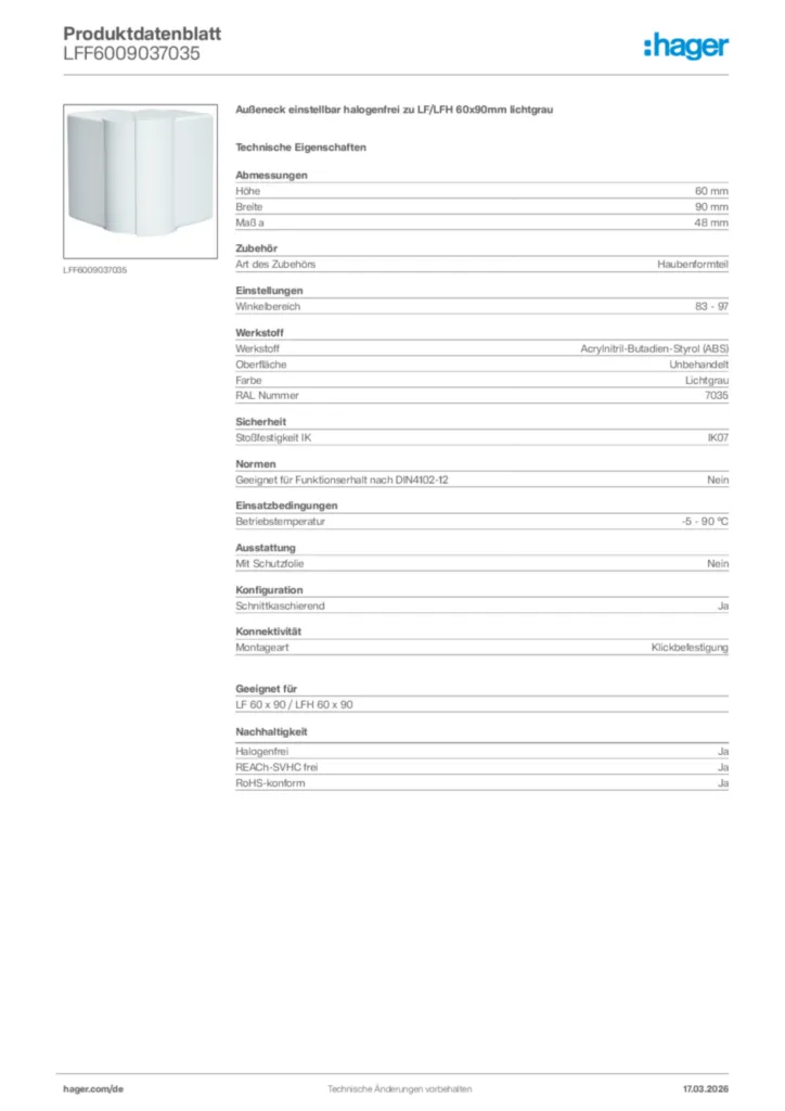 Bild Hager Produktdatenblatt LFF6009037035 | Hager Deutschland