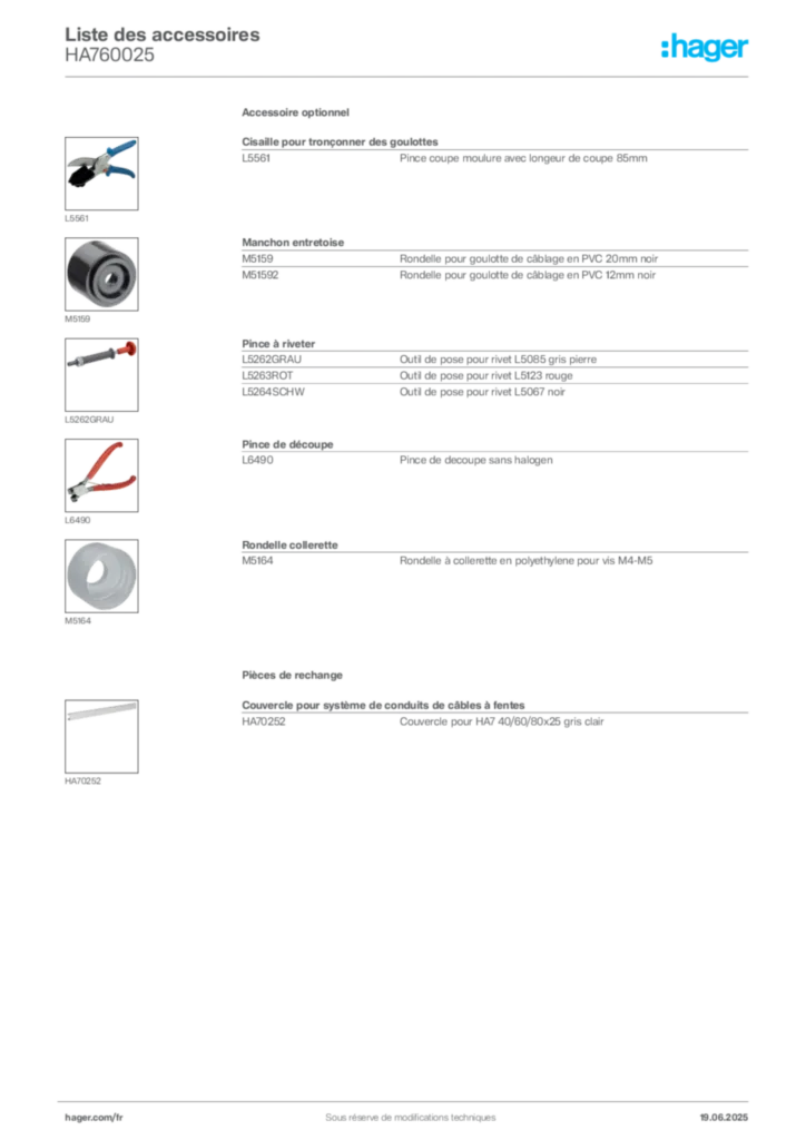 Image Hager Fiche technique du produit HA760025 | Hager France