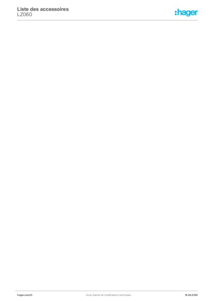 Image Hager Fiche technique du produit LZ060 | Hager France
