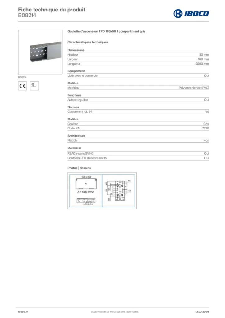 Image Iboco Fiche technique du produit B08214 | Hager France