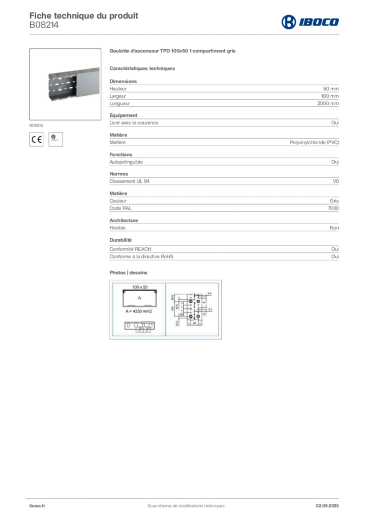 Image Iboco Fiche technique du produit B08214 | Hager France