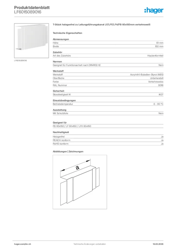 Bild Hager Produktdatenblatt LF6015089016 | Hager Schweiz