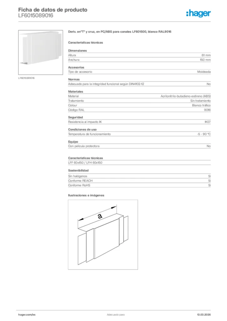 Imagen Hager Ficha de datos de producto LF6015089016 | Hager España