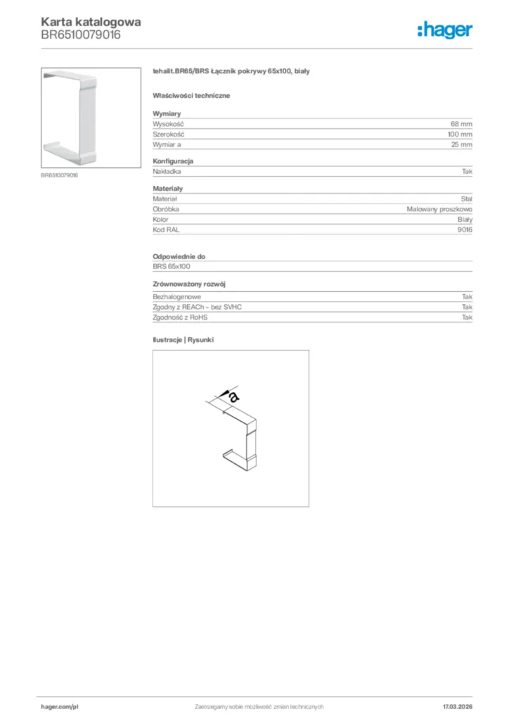 Zdjęcie Hager Karta katalogowa BR6510079016 | Hager Polska
