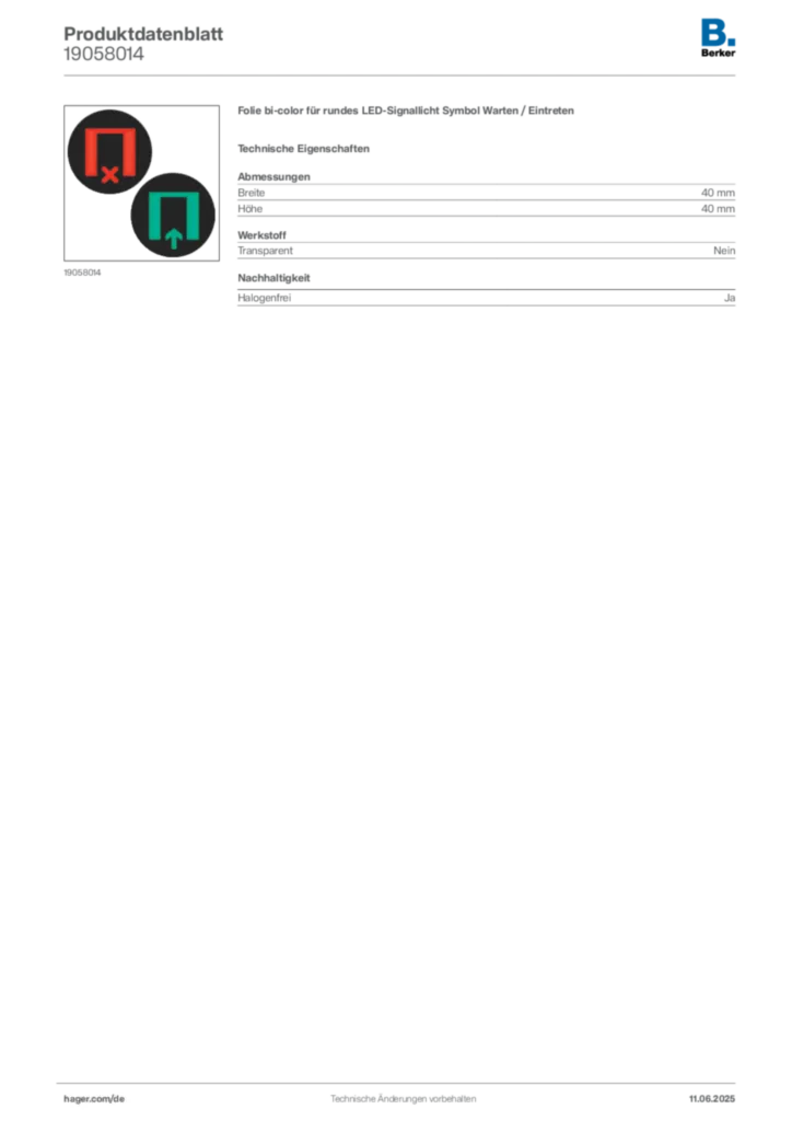 Berker Produktdatenblatt 19058014