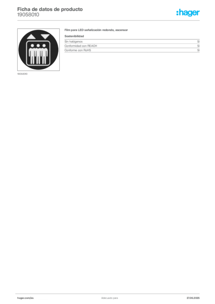 Imagen Hager Ficha de datos de producto 19058010 | Hager España