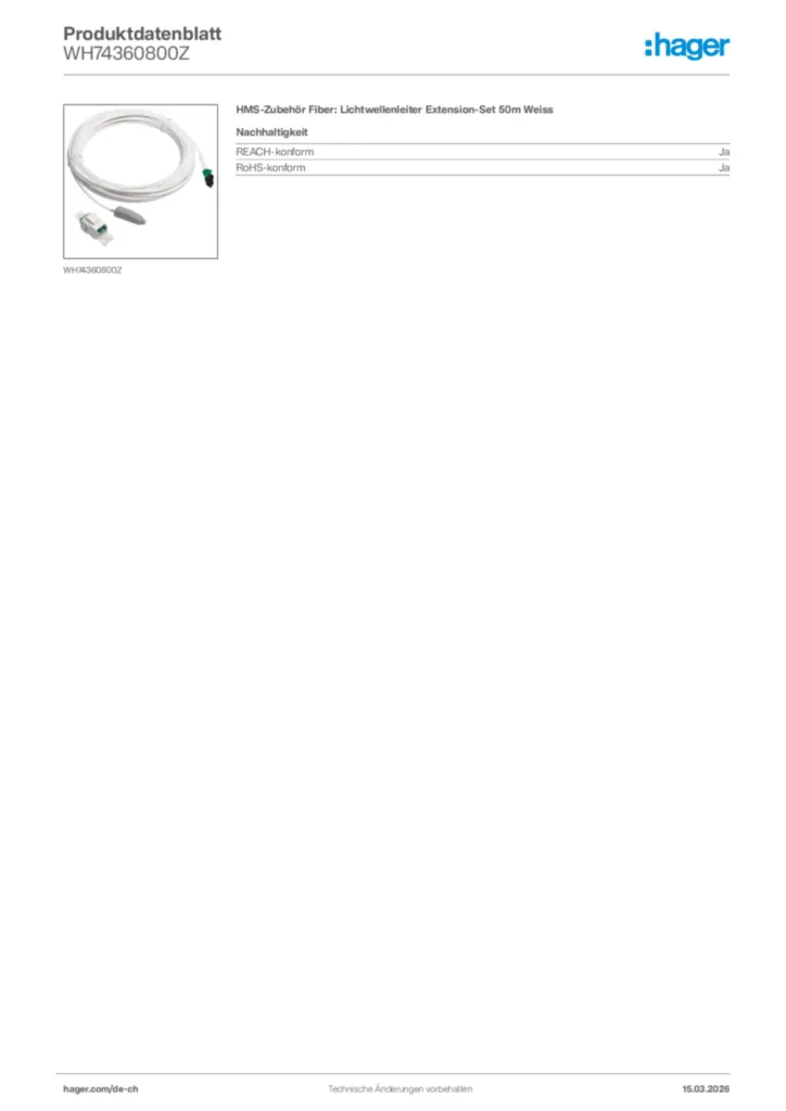 Bild Hager Produktdatenblatt WH74360800Z | Hager Schweiz