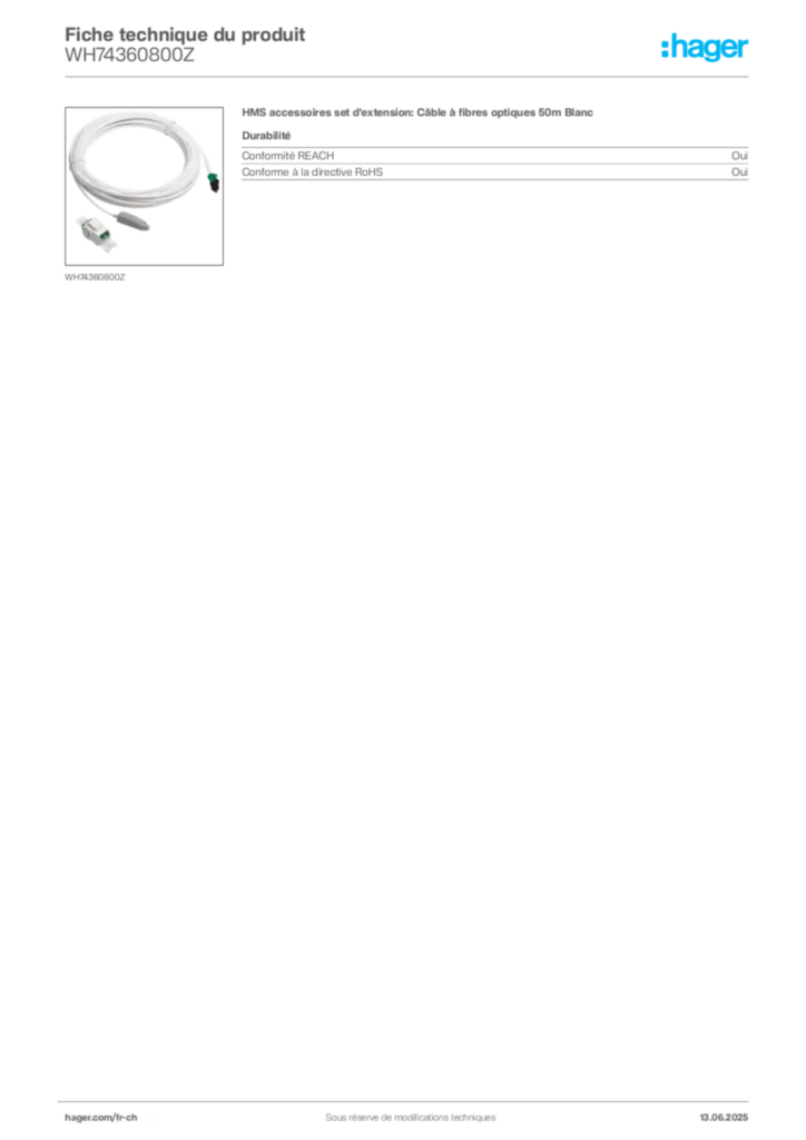 Image Hager Fiche technique du produit WH74360800Z | Hager Suisse
