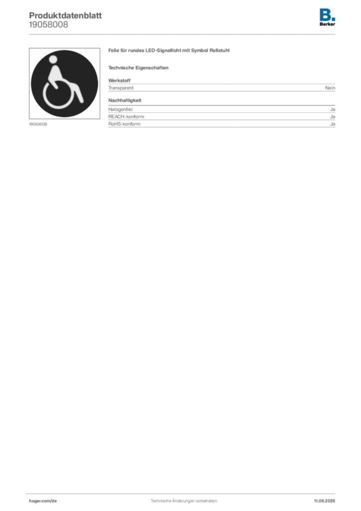 Berker Produktdatenblatt 19058008